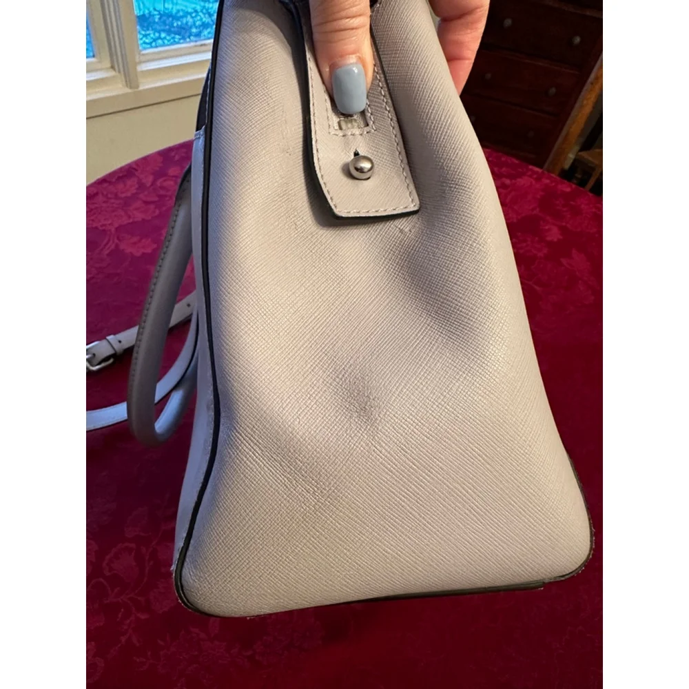 MCM Light Gray/Lavender Leather Satchel w/ Crossbody Strap - Picture 6 of 12